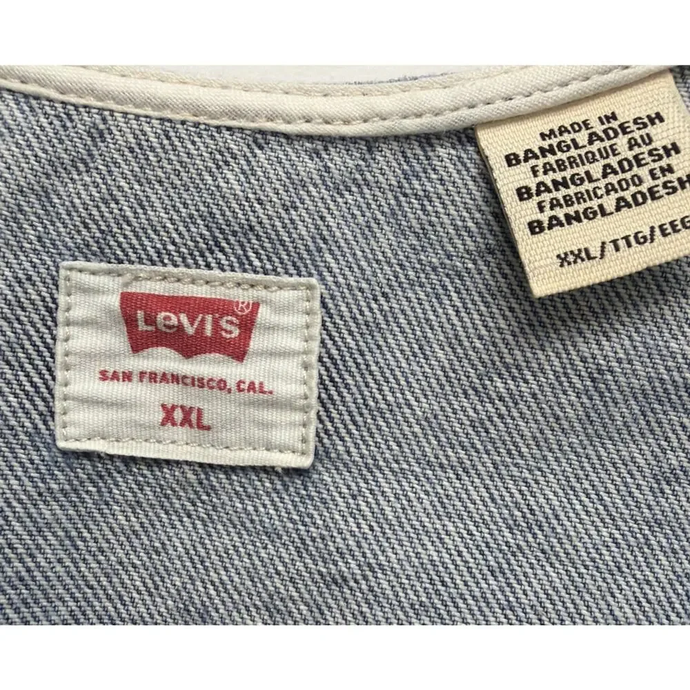 Levi's Charlie Denim Crop Top Women XXL Blue Slim Fit 100% Cotton Cowgirl Casual - Picture 4 of 13